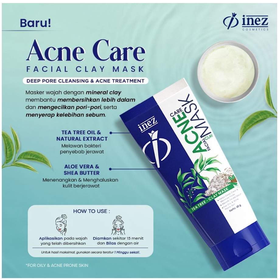 Inez Acne Care Facial Clay Mask 40gr (Masker Jerawat)