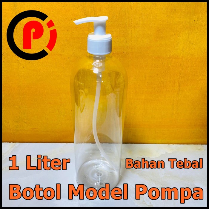 Botol Kosong Model Pump Pompa Bahan Tebal Kapasitas 1 Liter 1L