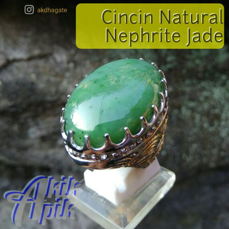 Jumbo Cincin Batu Giok Nephrite Jade Aceh Garansi Natural 100% Akik Nefrite