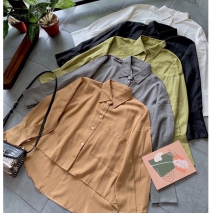 grosir_solo || LOWI CROP SHIRT / KEMEJA CROP LINEN / DAVI CROP BLOUSE / CROP OVERSIZE