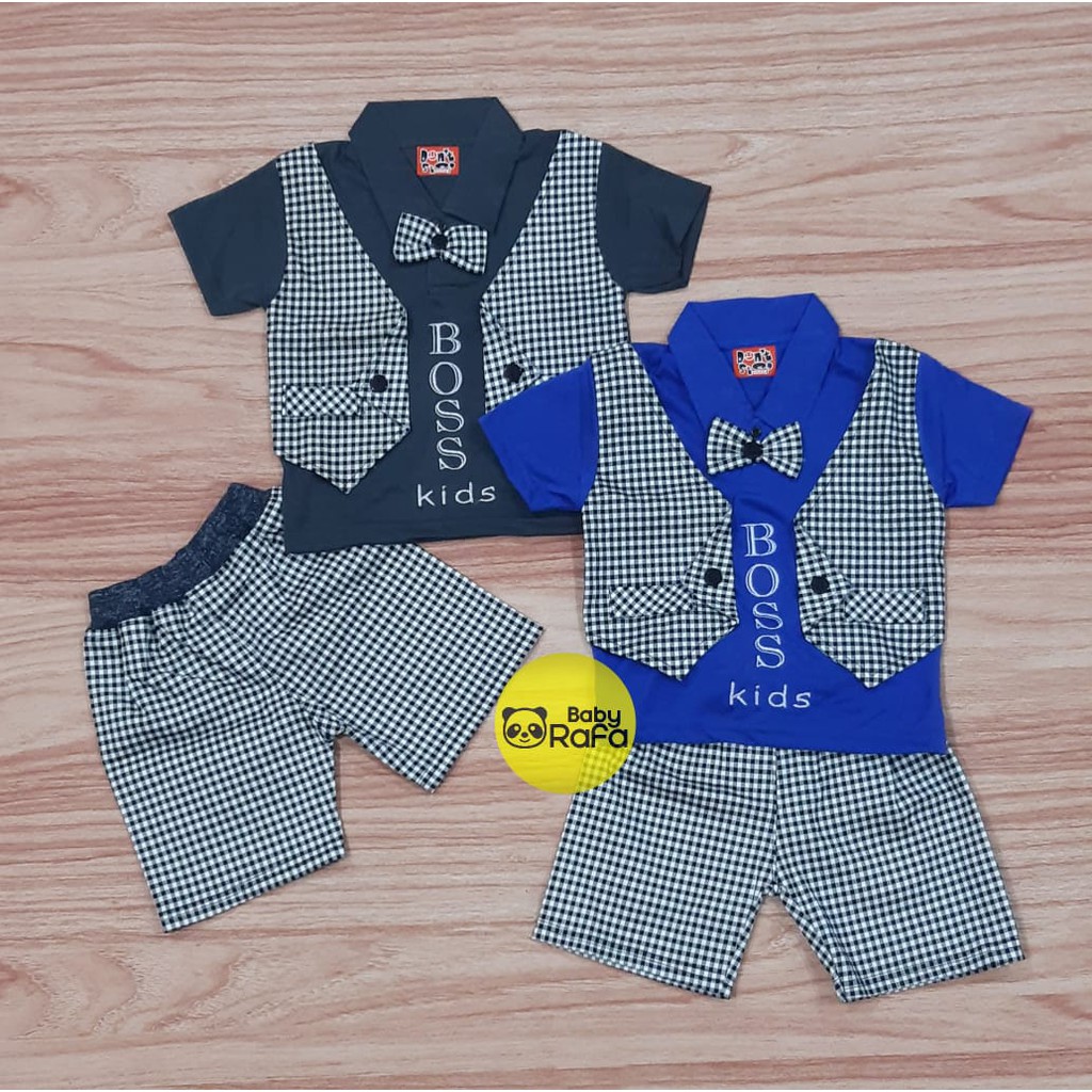 DONT STOP - Setelan Pendek Baju Bayi Anak Laki 3 - 18 Bulan Motif ROMPI