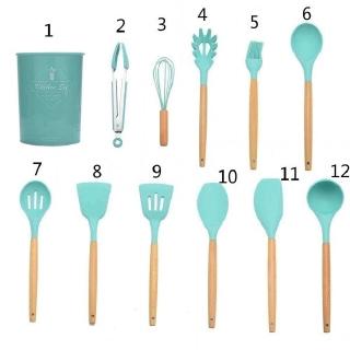 Sendok Spatula dengan Gagang Bahan Kayu untuk Memasak/sudip/ Klip