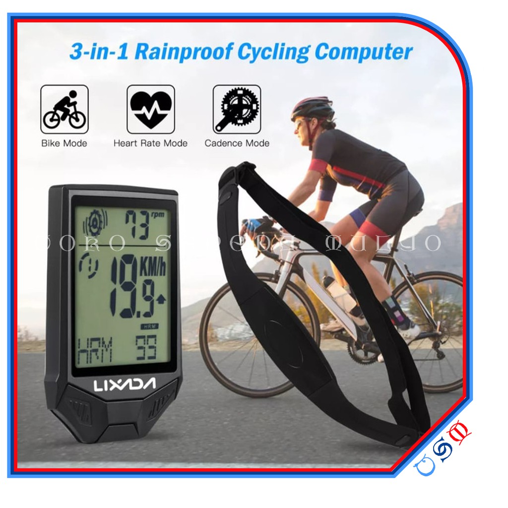 Lixada cadence speedometer sepeda heart rate 3 in 1 speed-cadence-heart rate