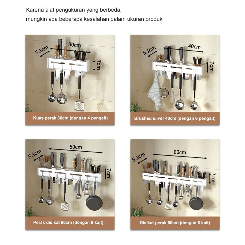 Rak Pisau Dapur Tempat Sendok Garpu Rak Pisau Gantung Stainless Steel