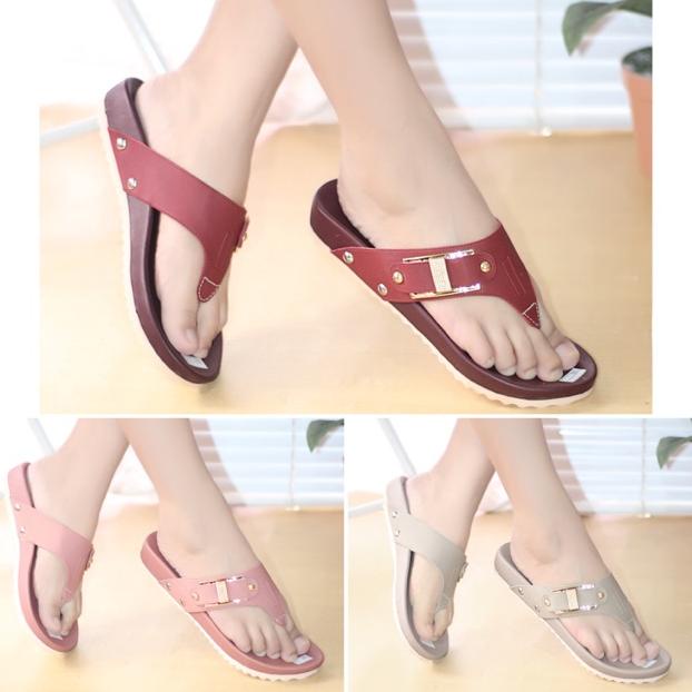 Sandal Jepit Wanita Sendal Japit Cewek Teplek Flat Perempuan Cewe Ibu Ibu2 Pesta Kondangan Kekinian 