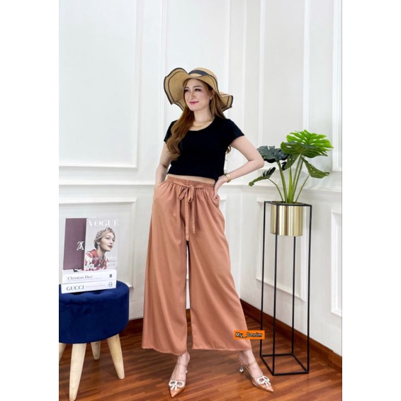 CELANA SANTAI KULOT TALI PINGGANG KARET BAHAN RAYON SUPER ADEM