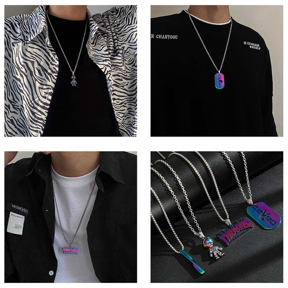 Nanas Dipadukan Kalung Warna-Warni Multi-Lapis Memakai Hip Hop Rantai Hadiah Hari Valentine Kolom Spiral Mermaid Liontin Punk Kalung Cicada Liontin Kalung