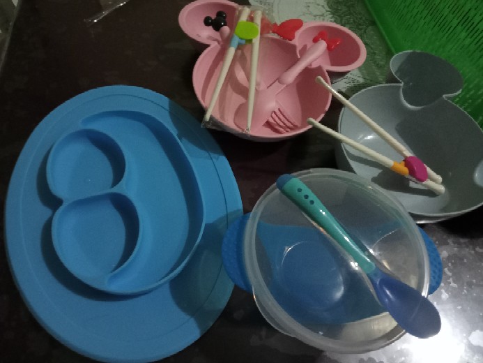 1 Set Mangkok/ Mangkuk/ Piring Minnie + Sendok Garpu