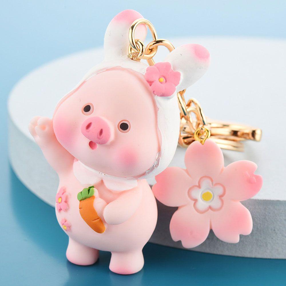 Lily Keyring Backpack Pink Piggy Liontin Lucu