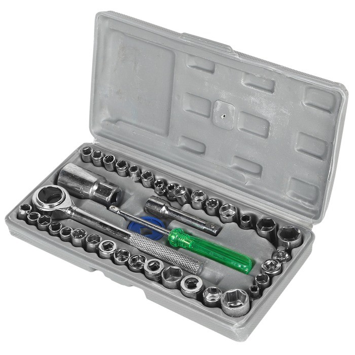 VOM Kunci Sok Shock Soket 40Pcs Set Tool Box dengan 1/4&quot; Rachet Handle 0676