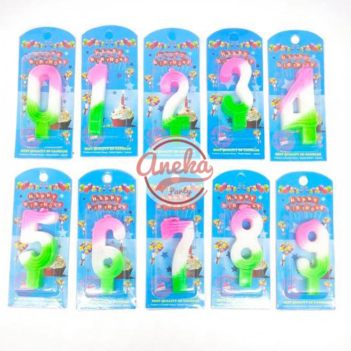 lilin angka warna warni kombinasi / lilin angka rainbow / lilin angka kue ultah warna kombinasi
