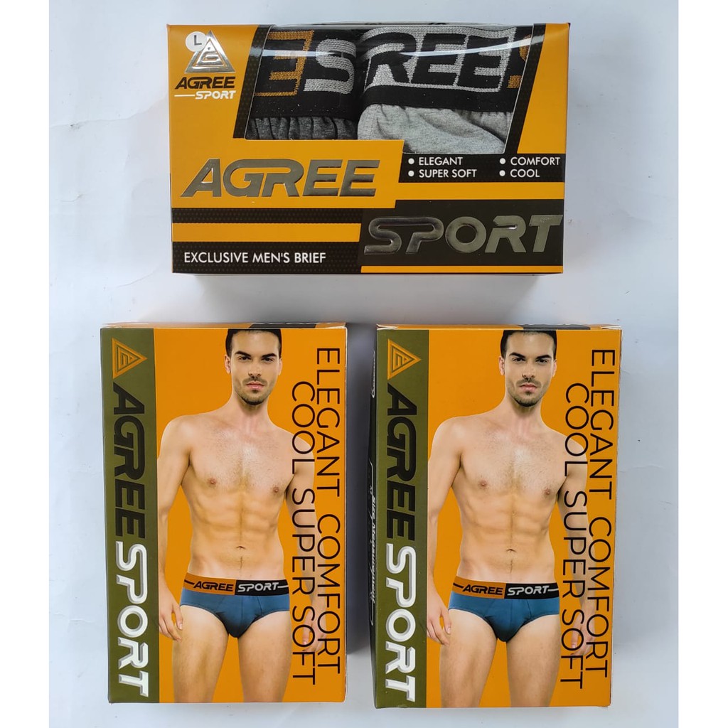 Agree Sport GOLD ~ 2 Pcs Celana Dalam, Pakaian dalam Pria / Size M, L, XL, XXL .