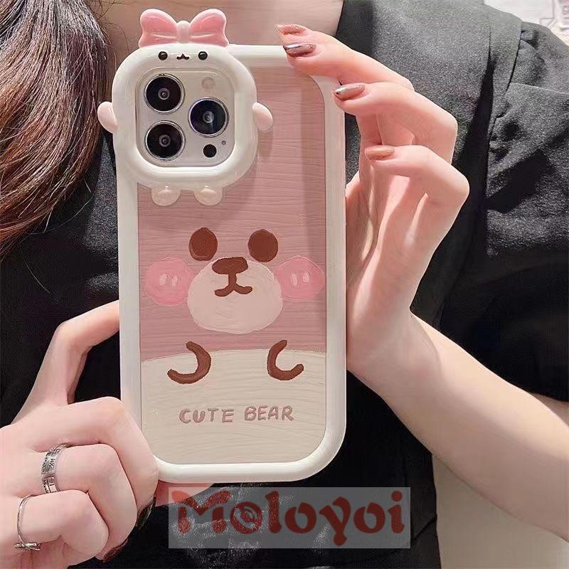 Soft Case TPU Motif Kartun Beruang 3D Untuk iPhone 14 11 13 12 Pro Max 7 8 14 Plus 6 6S XR X XS Max SE 2020 14Pro Max