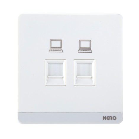 NERO Double Soket Data DECORA White Tanam Double Outlet Cat5e Warna Putih Modern