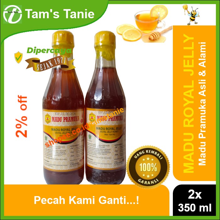 

Paket Hemat Madu Pramuka Alami - Madu Royal Jelly (Madu+Royal Jelly) - (2 x 350 ml)