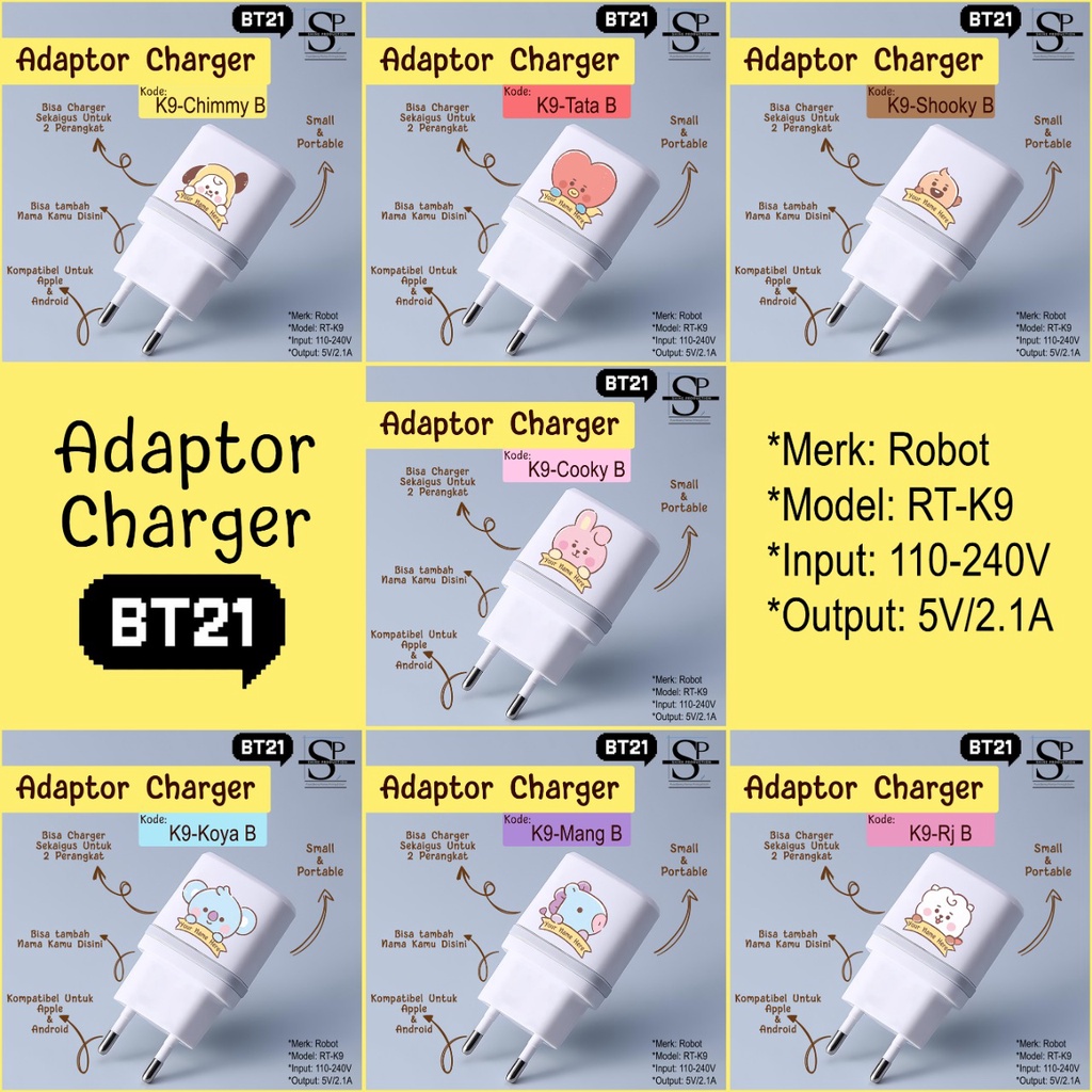 Adaptor Charger BT21 merek ROBOT RT-K9