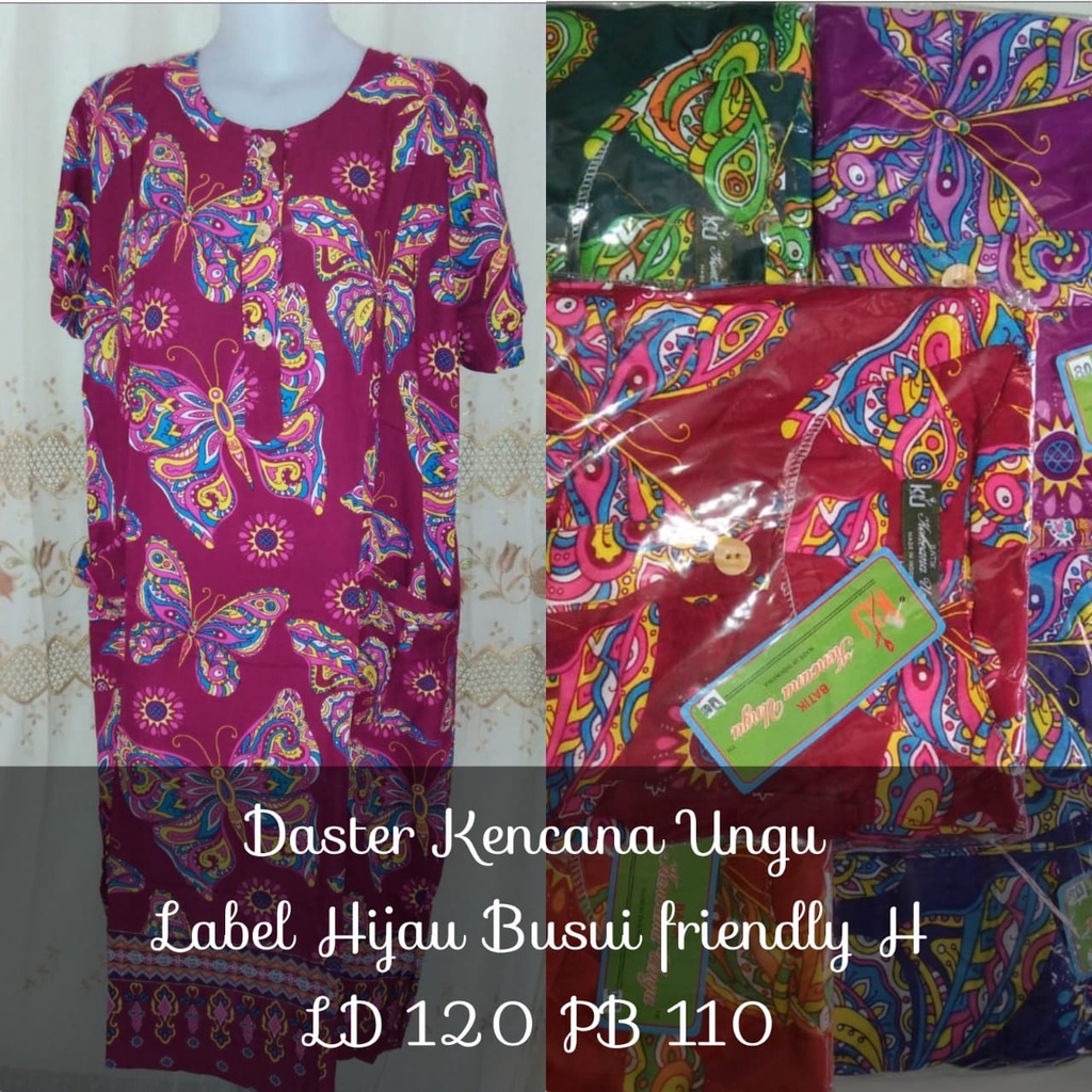 DASTER KENCANA UNGU LABEL HIJAU// DASTER BATIK KENCANA UNGU LABEL HIJAU// DASTER BATIK// DASTER MURA