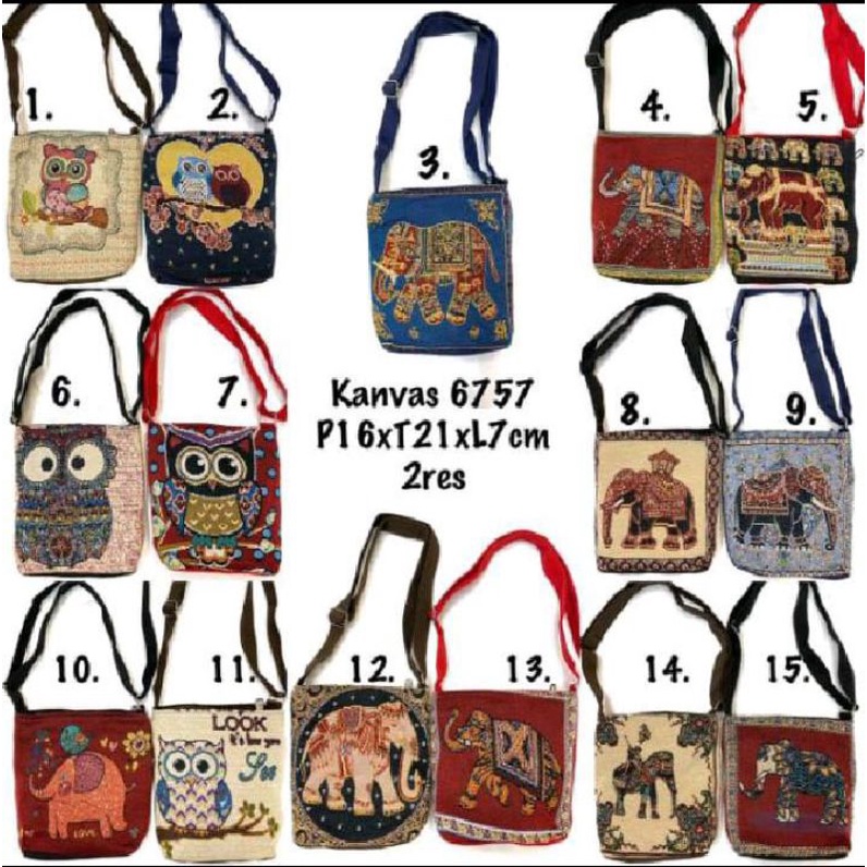 Tas selempang thailand kanvas tenun/tas thailand/tas selempang