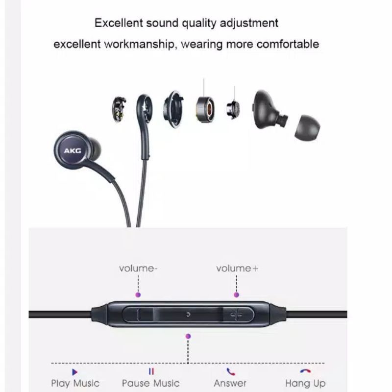 Earphone Samsung Type C AKG Headset Extra Bass Type C Samsung M52/A33/A53/A73/S10/ S10+/ Note 10/ S20 S20+ S21 FE M51