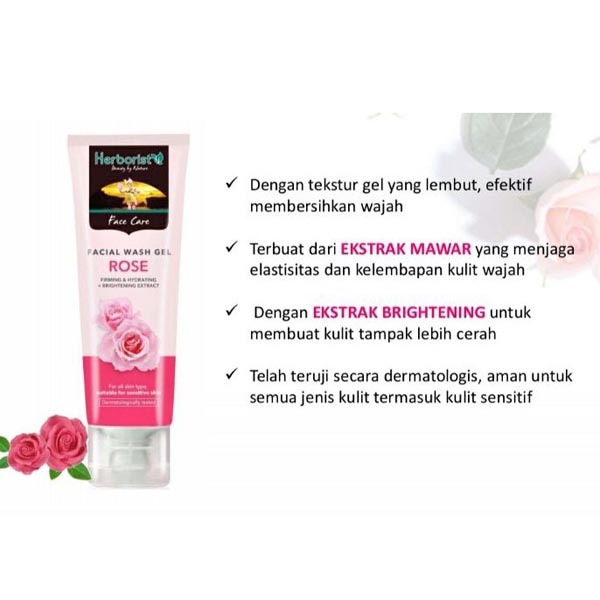 [FACIAL WASH ROSE] [80gr] Herborist Facial Wash Gel (Sabun Wajah) Rose 80gr | Sabun Cuci Waja | Pembersih Wajah Mawar_Cerianti