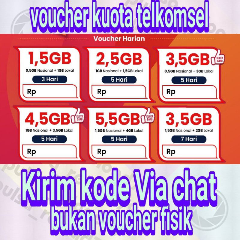 Data Voucher Telkomsel 2.5 Gb harian regional