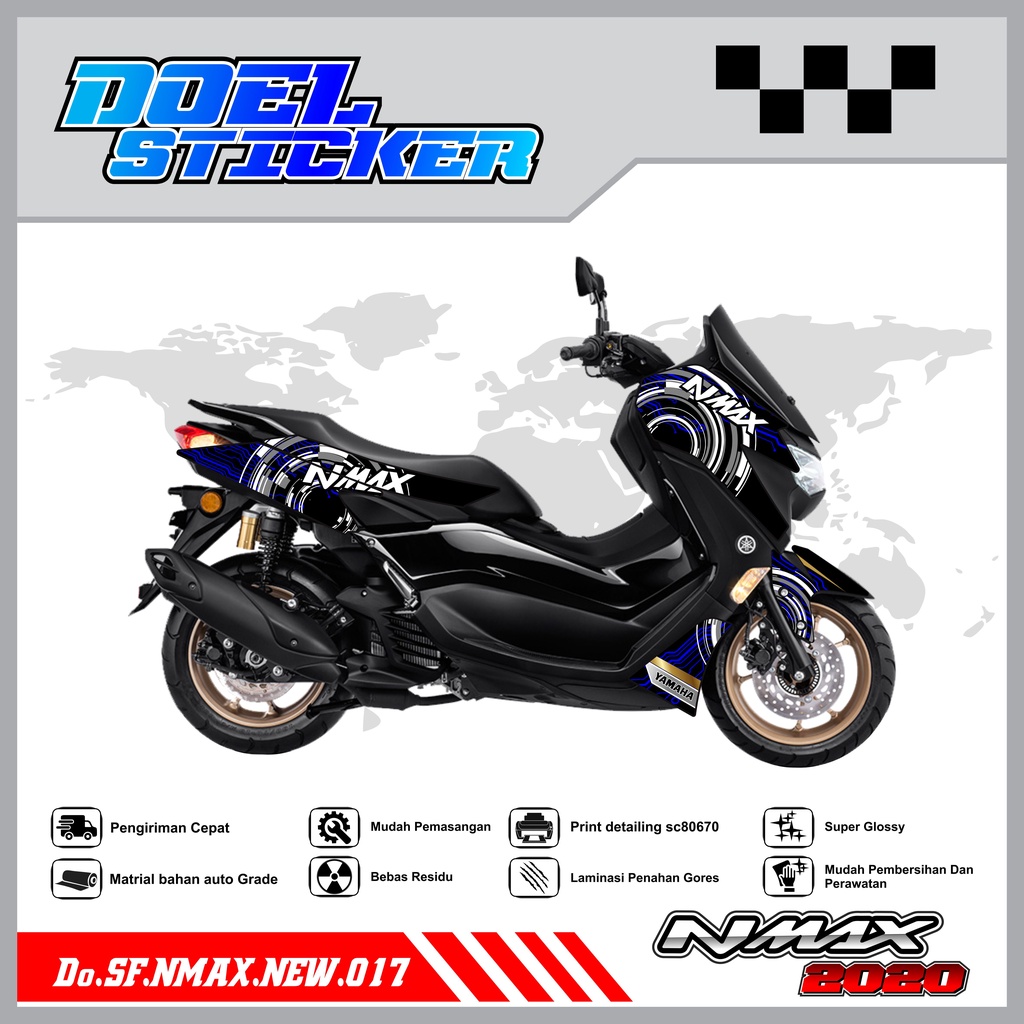 STICKER STRIPING NMAX NEW 2020 - STICKER STRIPING LIST VARIASI HOLOGRAM , CROME YAMAHA NMAX NEW 2020 DOEL 017