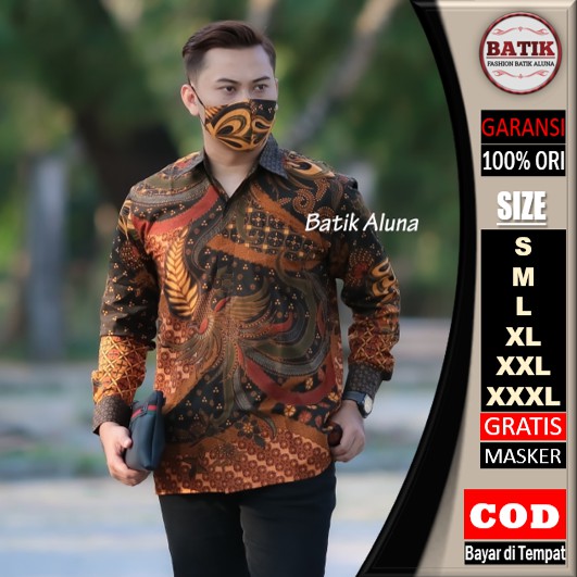 091 Batik pria lengan panjang Baju Kemeja Batik Pria Premium Lengan Panjang Jumbo Reguler ASD 091