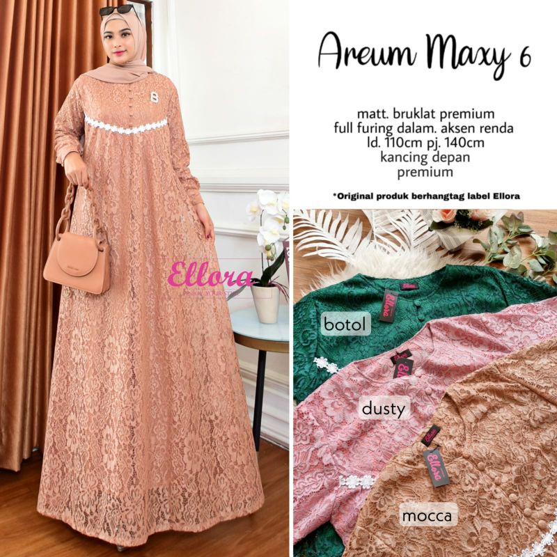 areum maxy - dress wanita - fashion kekinian - gamis broklat