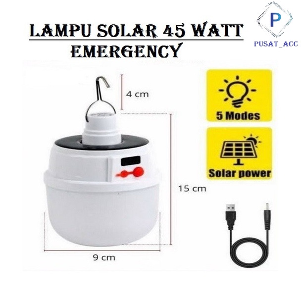 LS45 - Lampu Emergency Solar Panel 45 W Surya 3D LED Hemat Energi Rechargeable