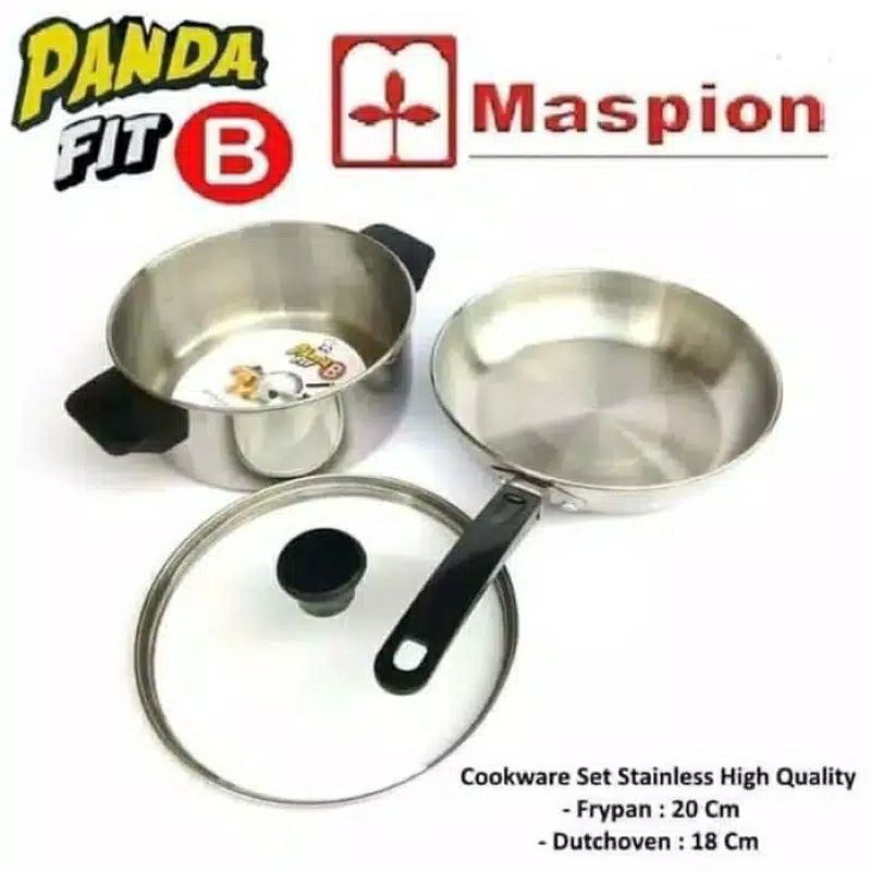 Jual Maspion Panci Panda Fit B SSP147(Fry Pan 20 Cm-Dutch Oven 18 Cm ...