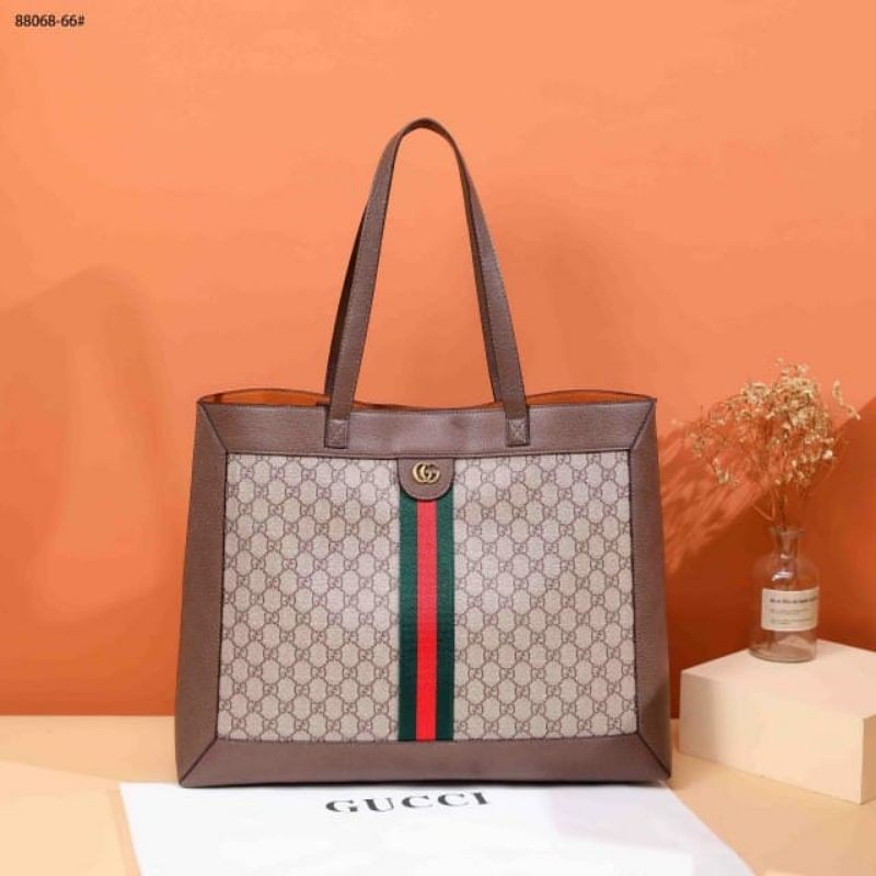 *Tas Gucci Ophidia GG Shopper Bag With Pouch 8068-66 Platinum*