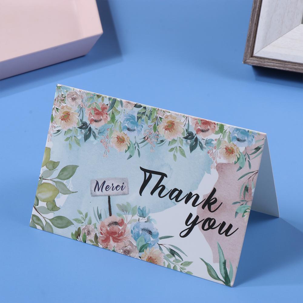 R-flower 6Pcs/Pack &quot;Terima Kasih&quot; Kartu Party Cardstock 4x6inch Paket Sisipan Puji Label Online Ecer Navy Blue Watercolor Kagumi Kartu