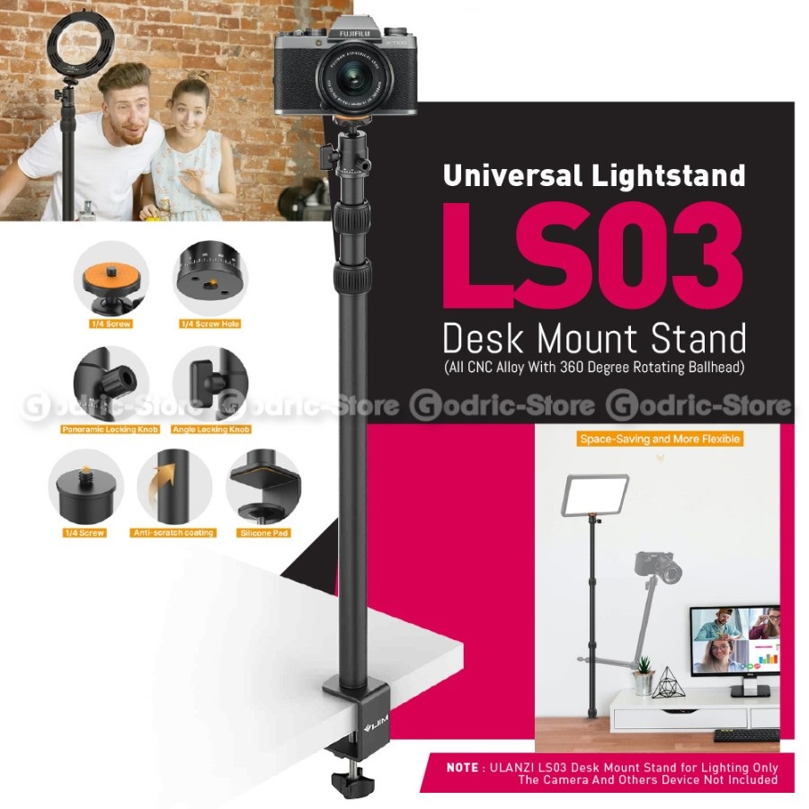 ULANZI VIJIM LS03 Desktop Mount Stand for Light LED Bracket Ballhead