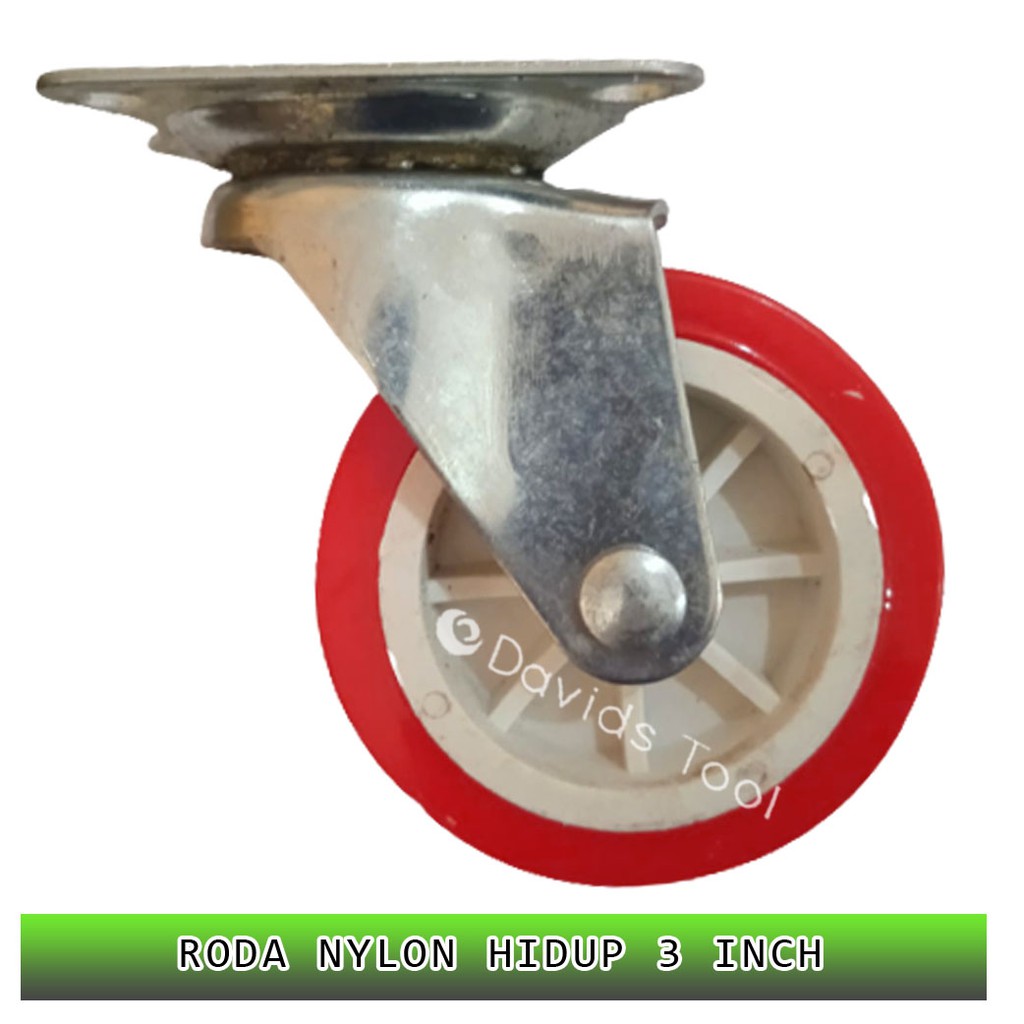 Roda Troli Gerobak Etalase Lemari Mesin Cuci Meja Merah 3 Inch Hidup Single Bearing