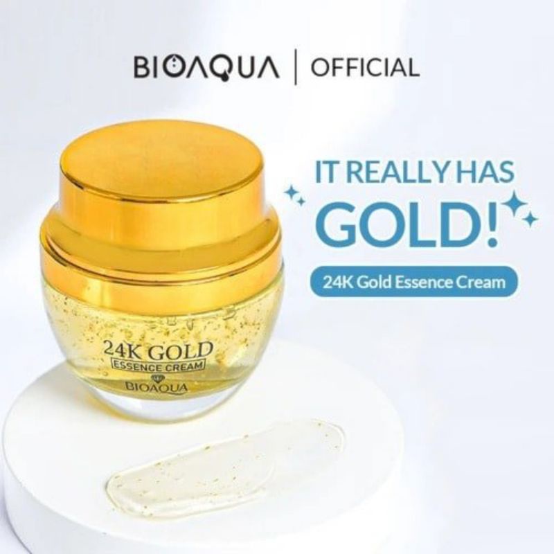 bioaqua 24k gold cream essence  cream wajah whitening bpom serum wajah glowing bio aqua gold