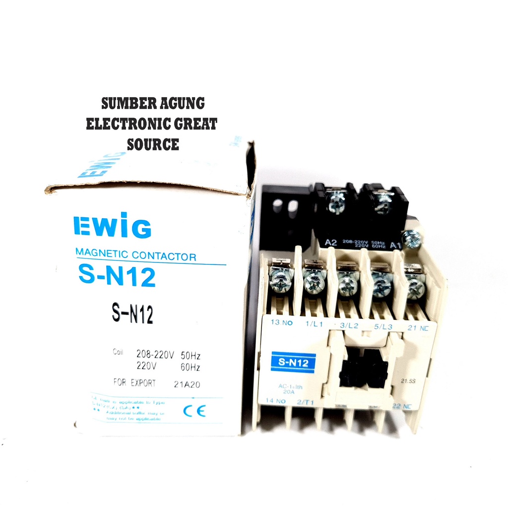 SN12 Ewig Kontaktor Listrik 20A AC Magnetic Contactor 220V