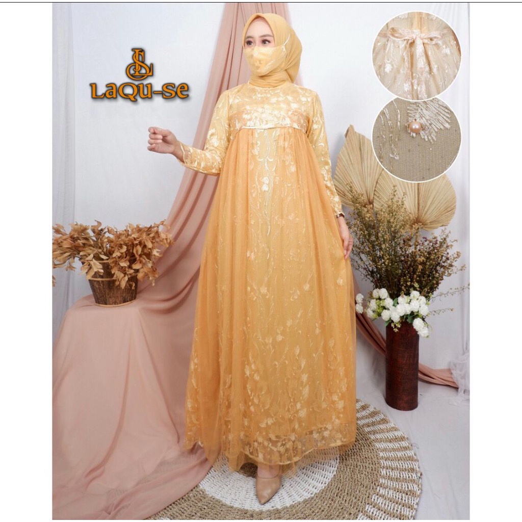 Gamis Kebaya Tulle Mutiara Mix Tutu Gaun Outfit Kondangan Dress Pesta Wisuda Wanita By Laquse_kebaya2