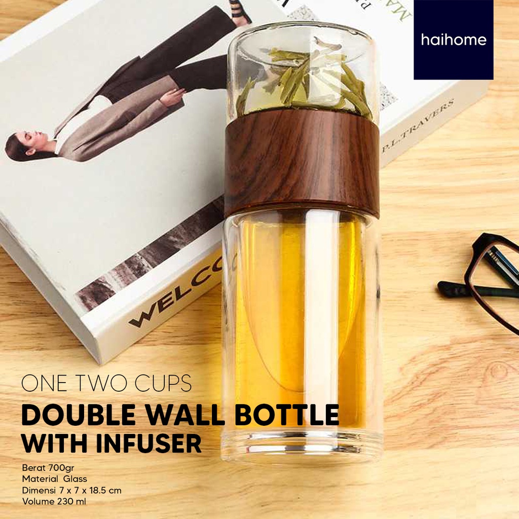 BOTOL MINUM KACA GLASS BOTTLE DOUBLE WALL INFUSER