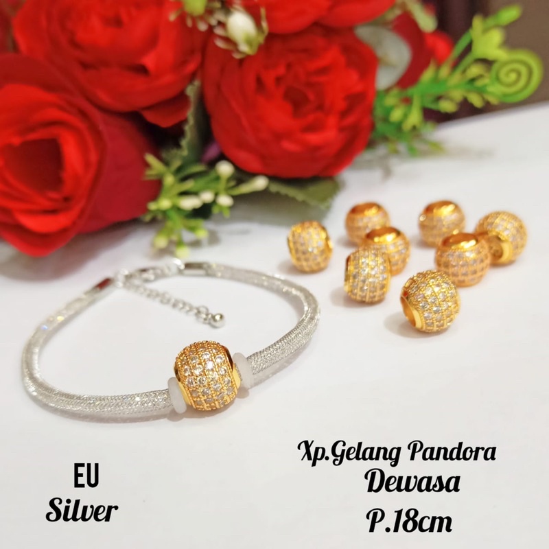 Set Gelang TITANIUM Pandora Dewasa Gilter, Empat Variasi Warna, Tidak Karat | COD