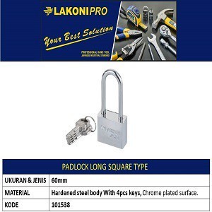 Gembok 60mm 101538 LAKONI PRO / Padlock Long Square LAKONIPRO