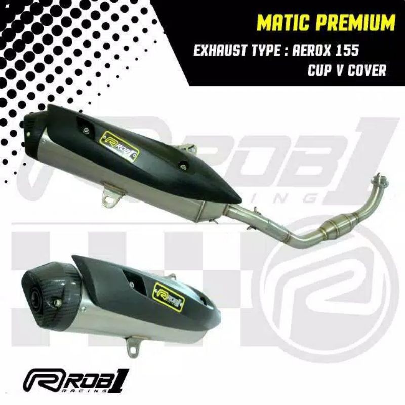 Knalpot ROB1 Stainless V Cup Megabomb Aerox Bore Up Asli 100%