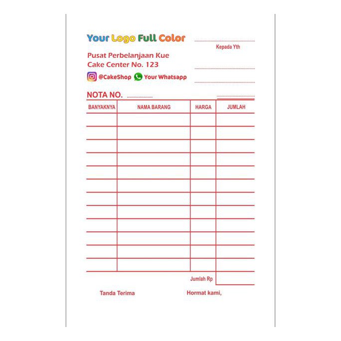 

IPROMOl Cetak Nota Bon 2 Rangkap/Ply Warna Full Color ICLQl