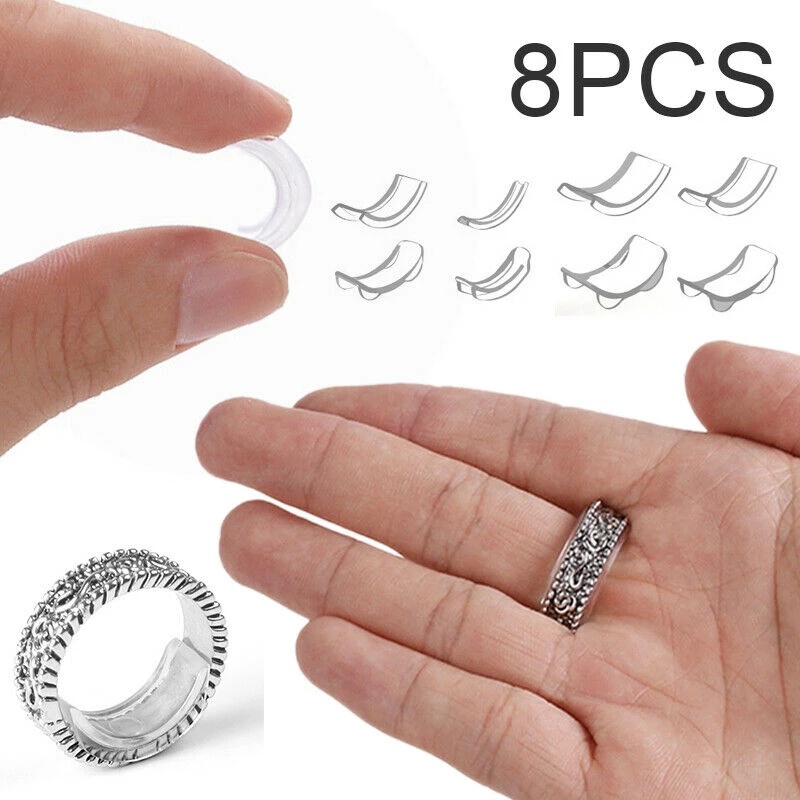 8 Sizes/Set Silicone Invisible Clear Ring Size Adjuster Guard Tightener Resizer for Loose Rings Resizer Jewelry Tools