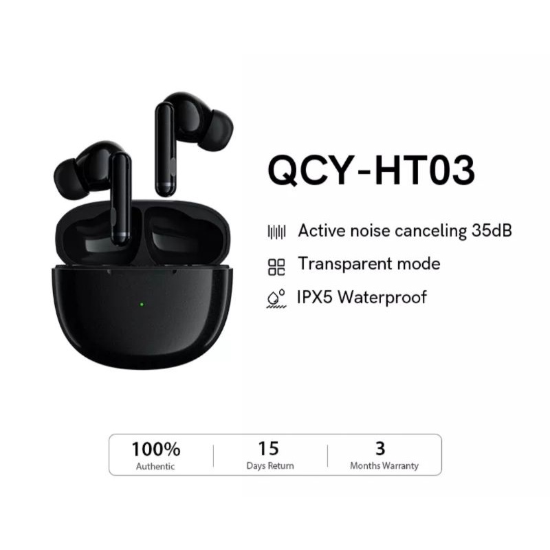 QCY HT03 WIRELESS BLUETOOTH EARPHONE TWS ANC FONE NOISE CANCELING HIFI AUDIO WIRELESS