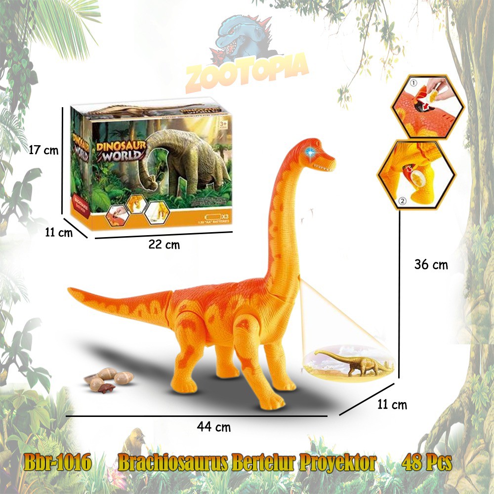 PROMO BBR1016 BRO1205 Brachiosaurus Bertelur Proyektor Dino Dinosaurus Mainan Anak Hewan ZOOTOPIA