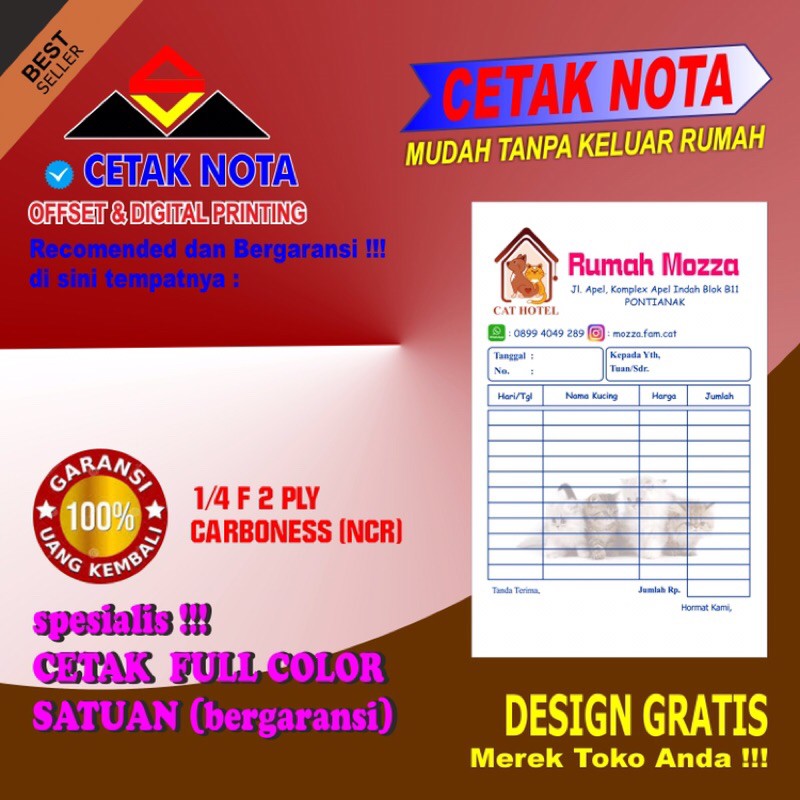 

Nota Custom 2 buku NCR 2 ply 1/2FOLIO