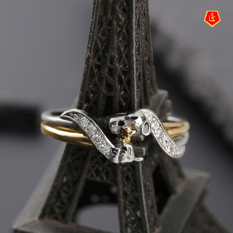 [Ready Stock]Cartoon Puppy 18K Gold Ring Female Cute Fashion