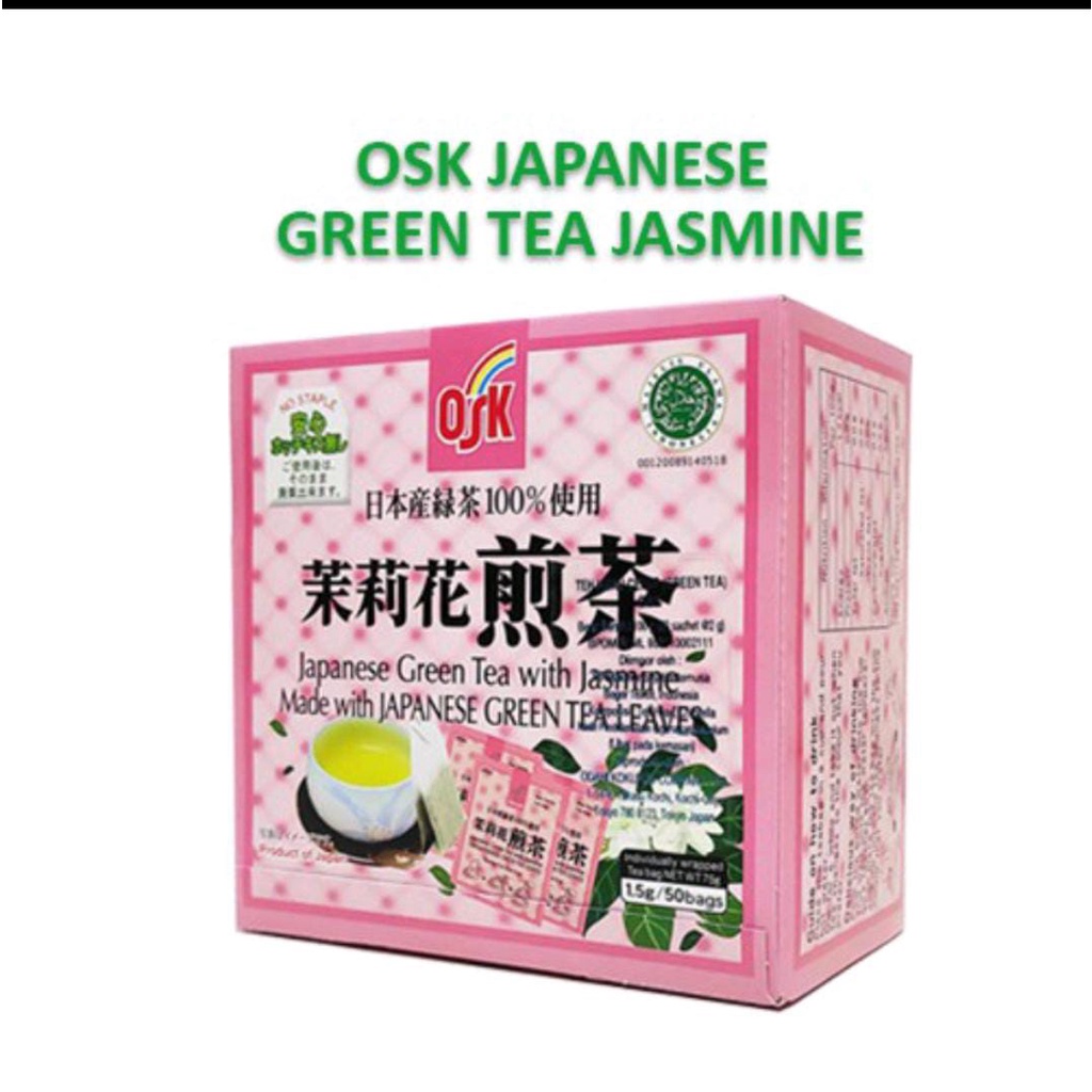 [F86] OSK Teh Hijau Jepang Green Tea HalaL Greentea Import Jepang -Jasmine Tea-Pink 1 Box Isi 50 Sachets