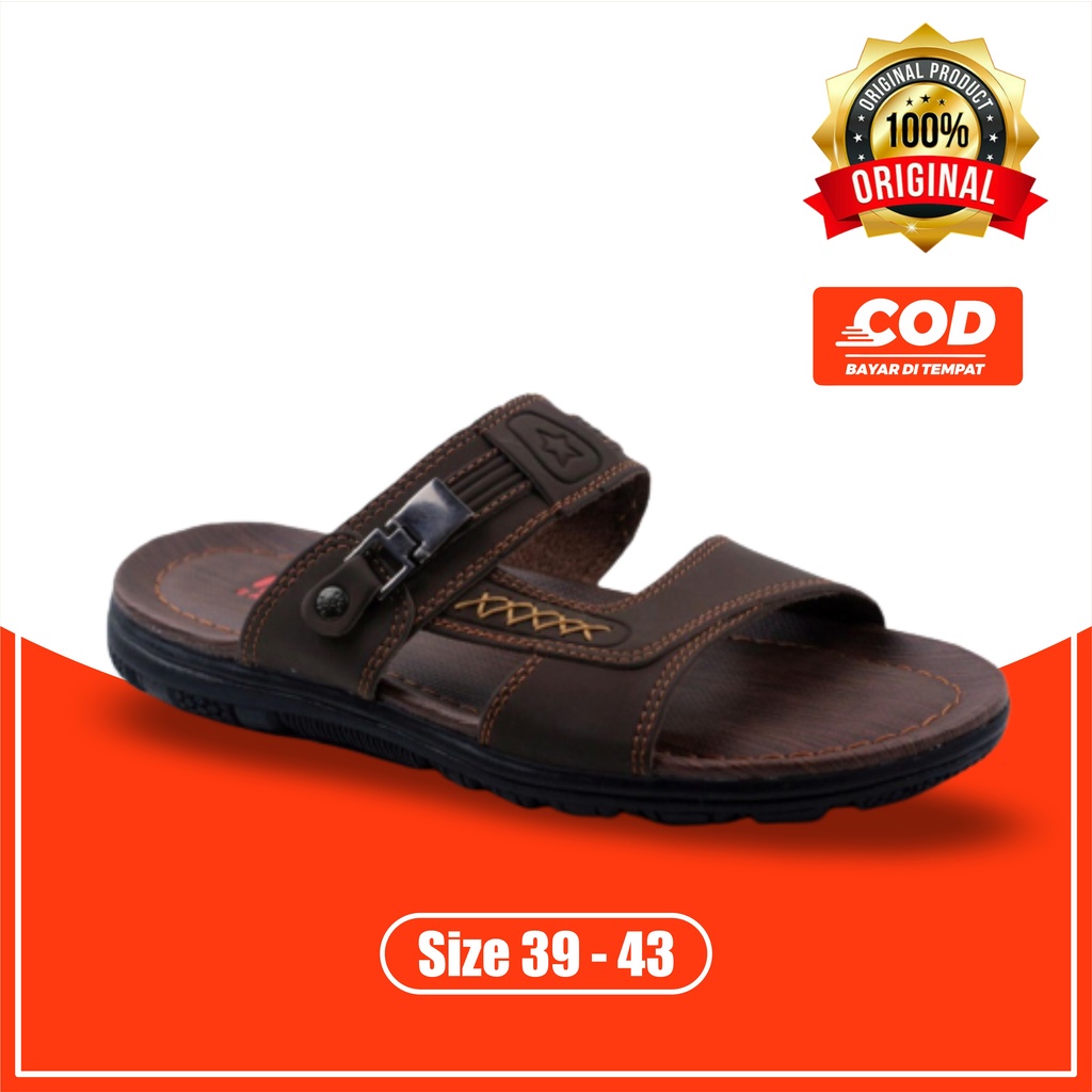 SANDAL KULIT SELOP PRIA KASUAL PELINDUNG KAKI UNTUK COWOK DEWASA ORIGINAL 100% HIPZO CT-01 SANDAL SANTAI FORMAL