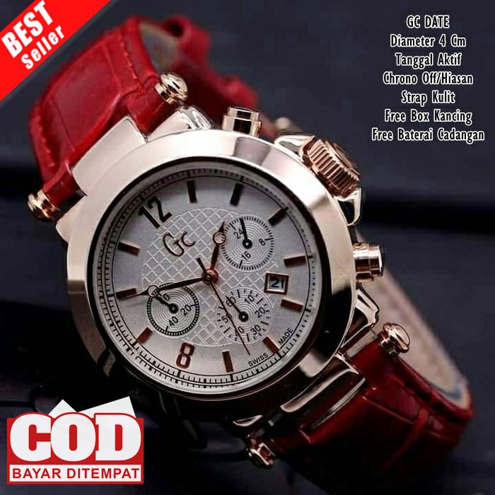 Original [COD] JAM TANGAN WANITA GUESS COLLECTION GC DATE TALI KULIT TANGGAL AKTIF - 8 WARNA - JAM